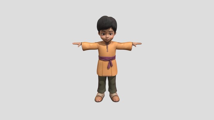 Budak Lelaki Baju melayu 3D Model