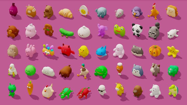 Plush Toys – Low-Poly Pack 2 3D Model
