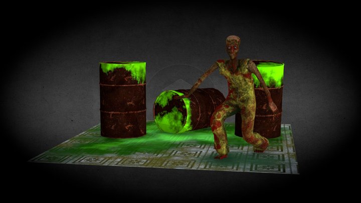 Zombie Scene 3D Model