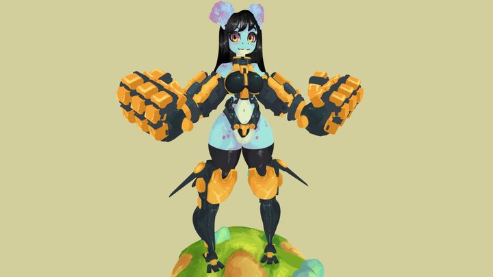 Cyberpunk Kobold Girl 3D Model