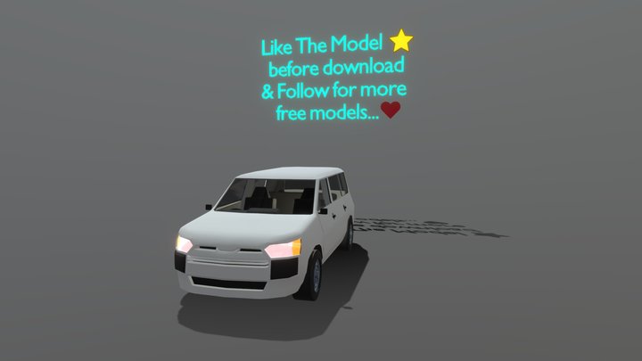 Optimized Low Poly Car, Toyota Probox  Van 3D Model