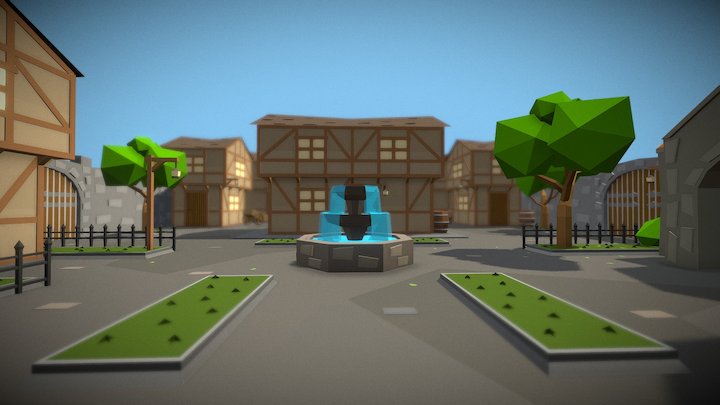 Medieval Fantasy Scene: The Village 3D Model