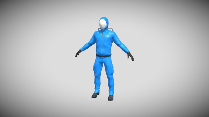 Hazmat suit blue 3D Model