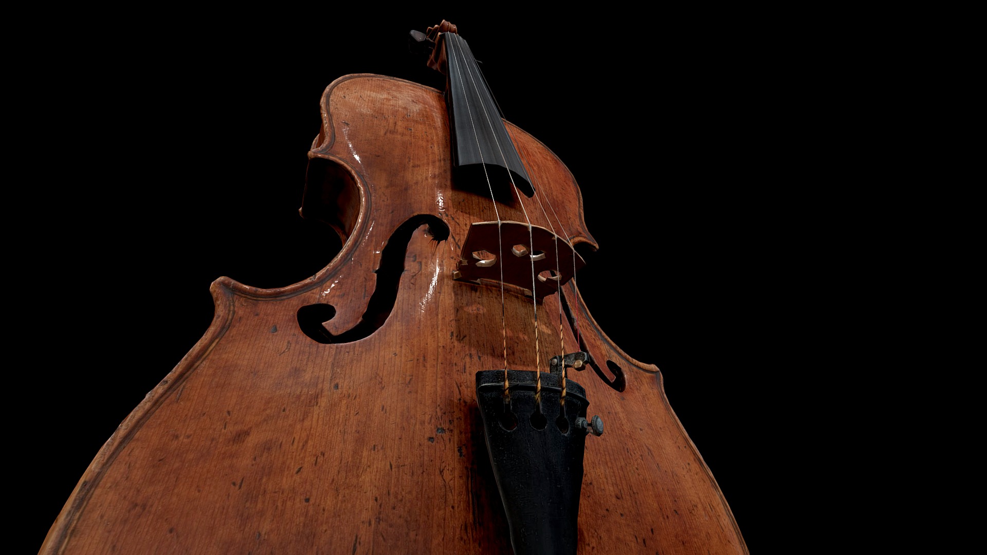 3D model Vincenzo Panormo Viola, 1780 - This is a 3D model of the Vincenzo Panormo Viola, 1780. The 3D model is about a violin on a black background.