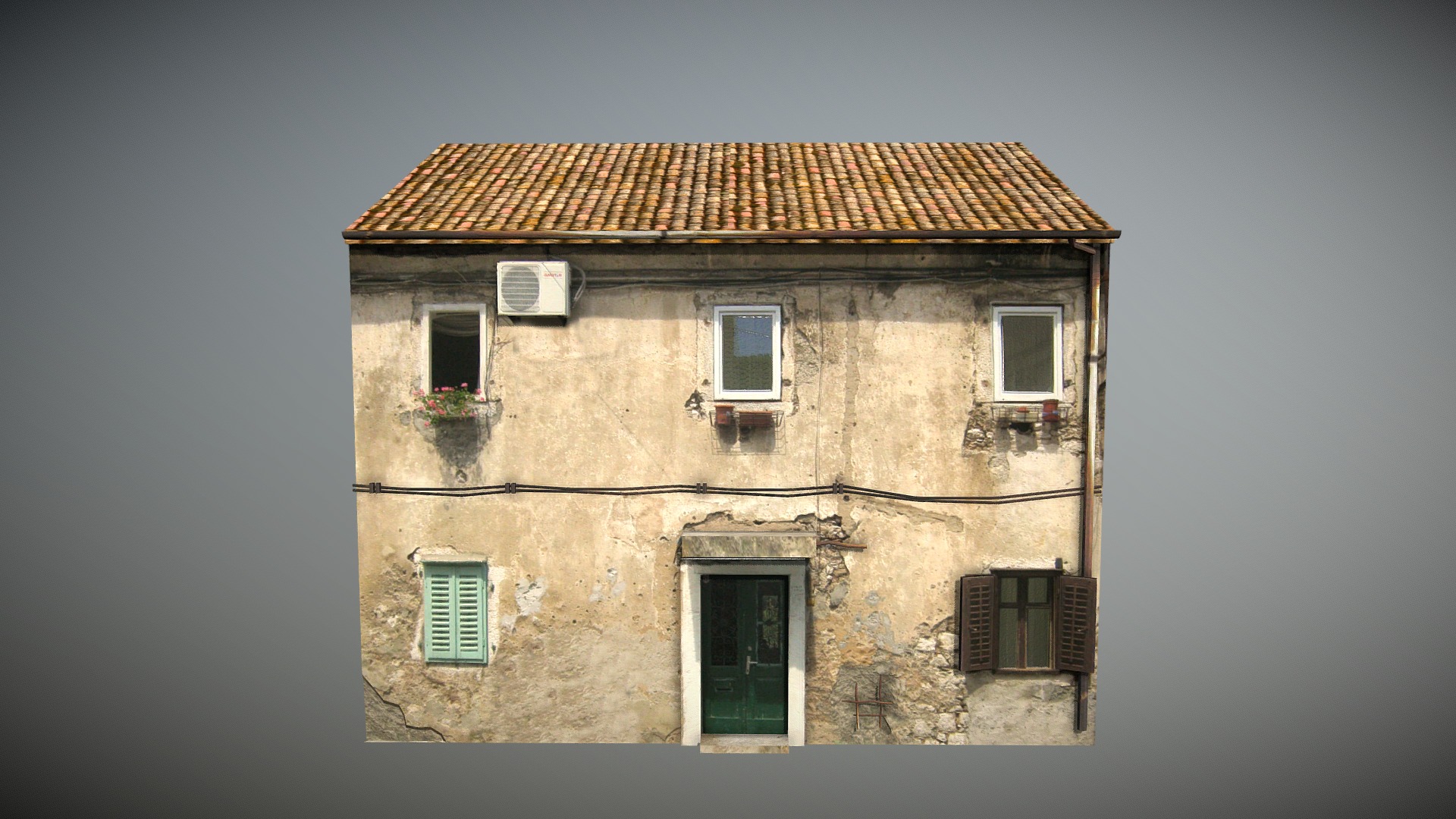 3D model Old House 3 - This is a 3D model of the Old House 3. The 3D model is about a building with windows and a roof.