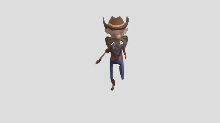 Old Western Cowboy - Rigged Game-Ready Low Poly 3D Model