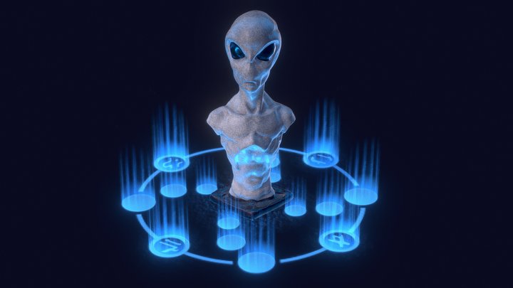 Grey Alien Bust 3D Model