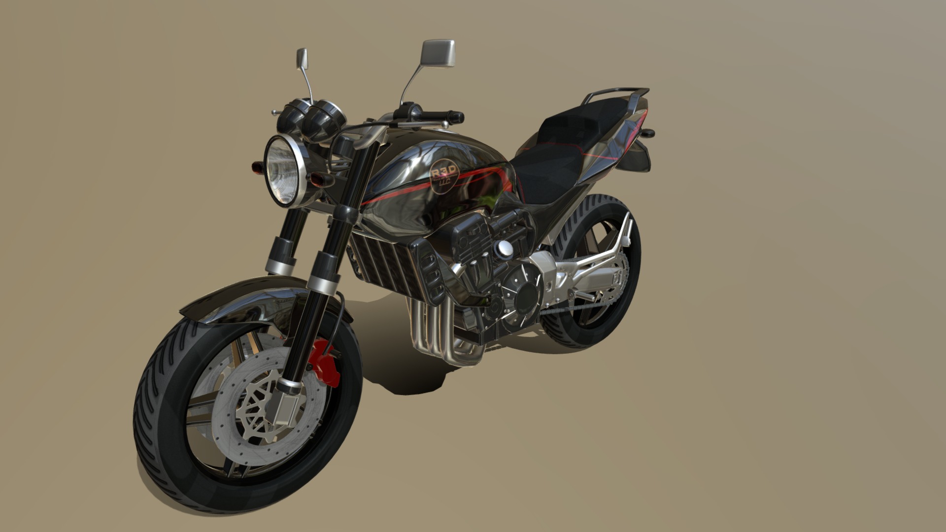 3D model Sport Bike CBF600 - This is a 3D model of the Sport Bike CBF600. The 3D model is about a black and red motorcycle.