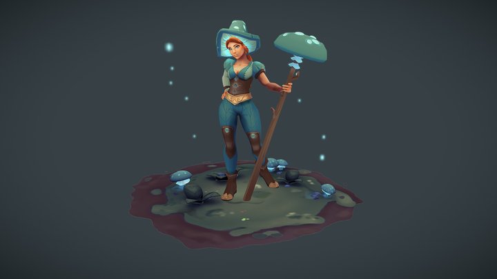 Mushroom Lady - Handpainted 3D Model