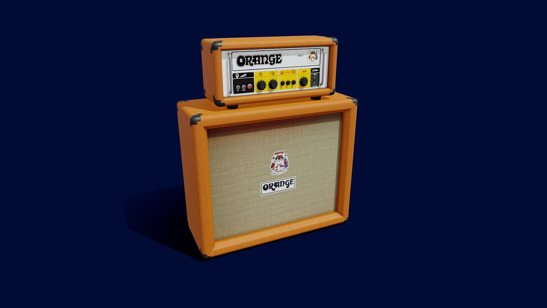 3D model Orange Guitar Amp - This is a 3D model of the Orange Guitar Amp. The 3D model is about a rectangular electronic device.