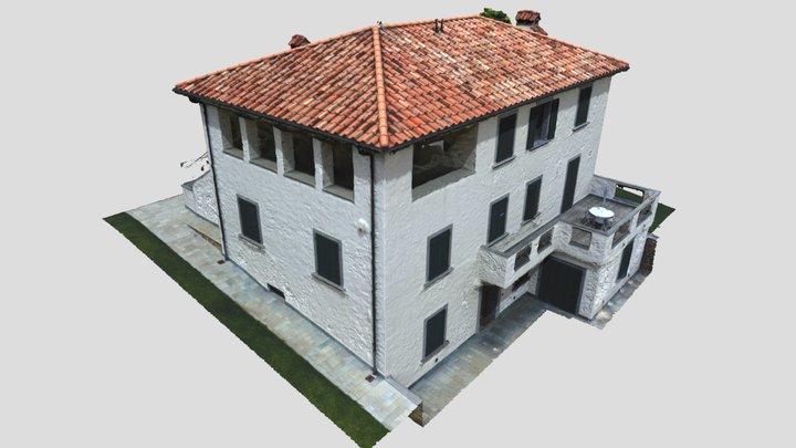 3D Villa con albero appoggiato. 3D Model