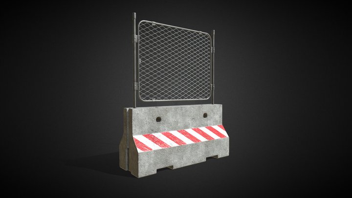 Concrete Barricade  - Tutorial Included 3D Model