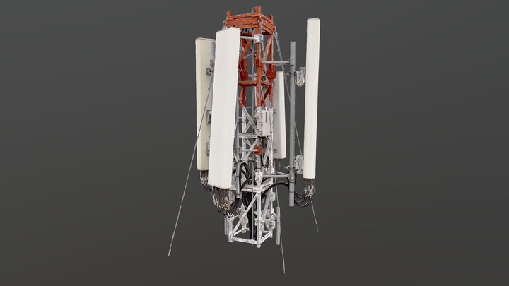 Cell Tower with Telecommunication Antennas #3 3D Model