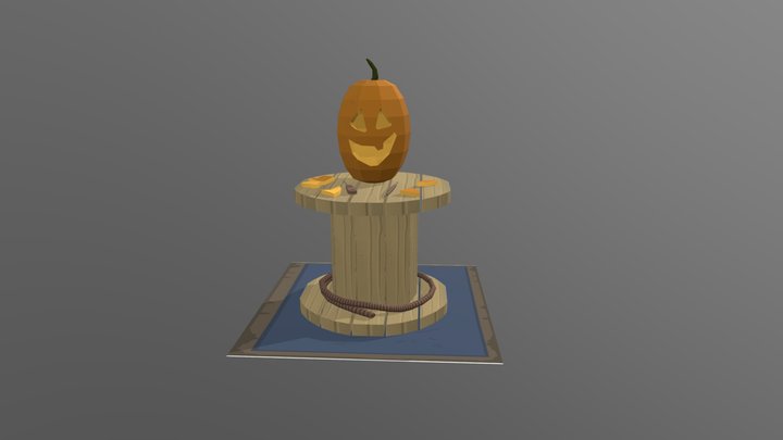 Low-Polly Halloween Pumpkin 3D Model