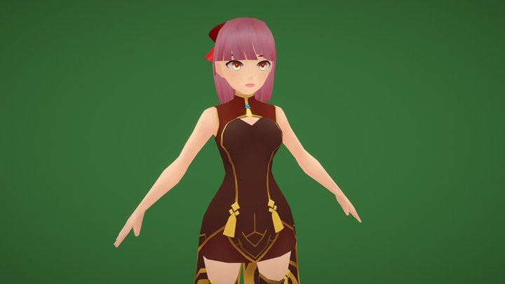 Female Character Lowpoly 3D Model