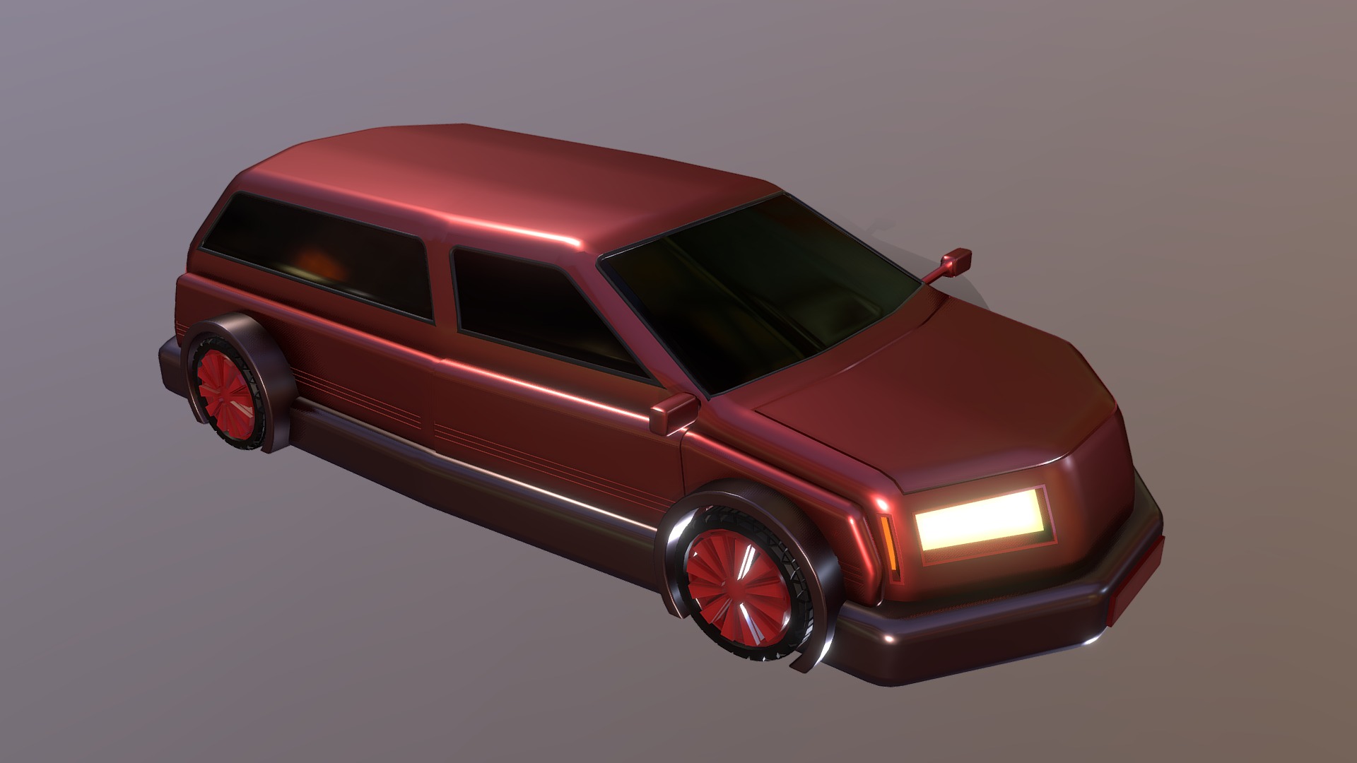 3D model Generic Truck 2 - This is a 3D model of the Generic Truck 2. The 3D model is about a red car with its lights on.