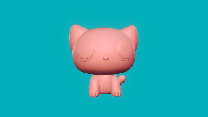 Stylized Cute Cat Print Ready 3D Model