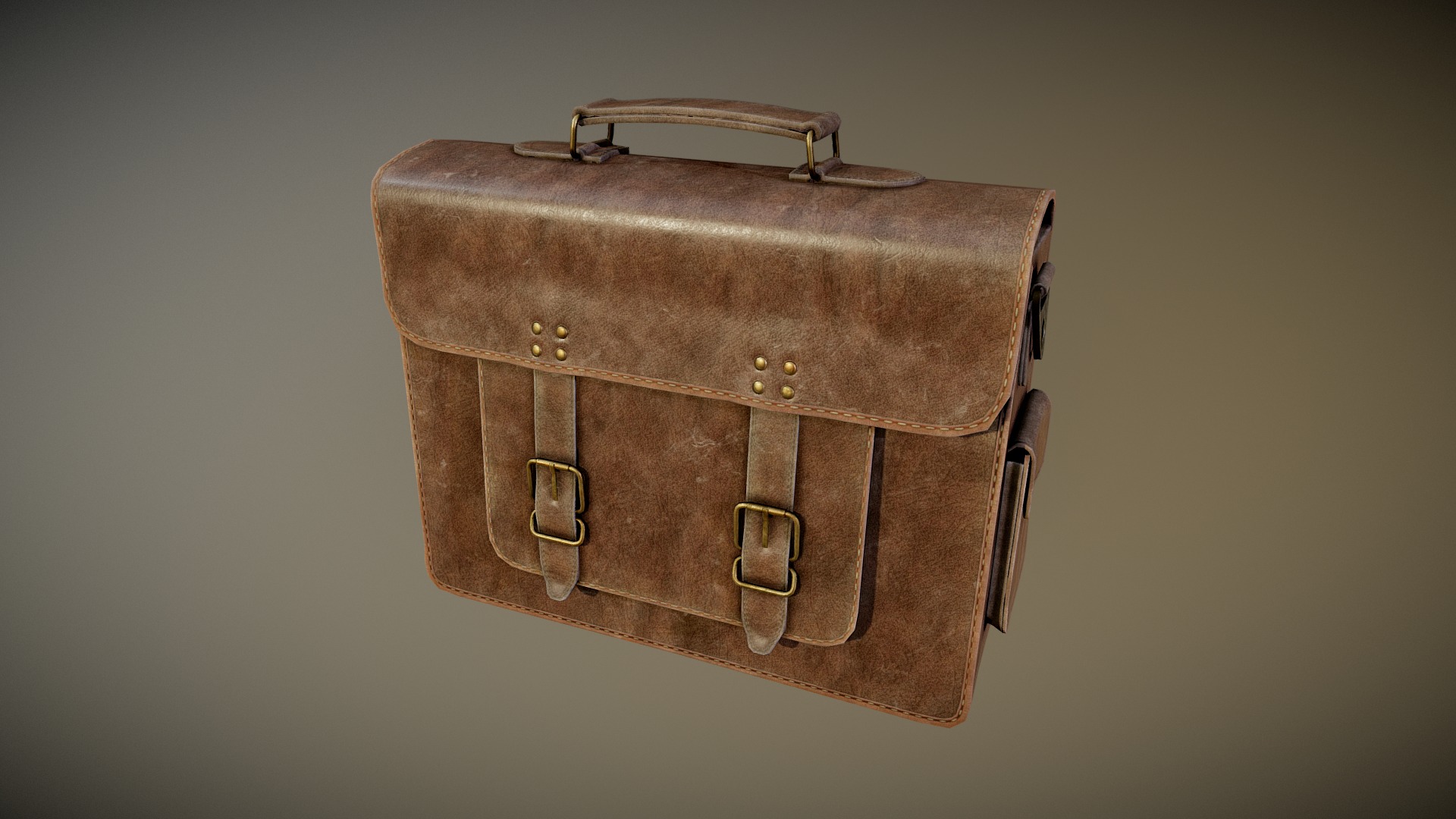 3D model Leather Bag - This is a 3D model of the Leather Bag. The 3D model is about a brown leather handbag.