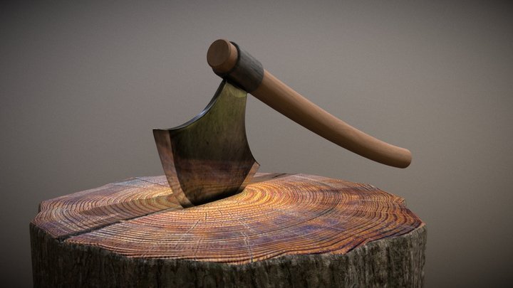 Simple Lowpoly Axe 3D Model
