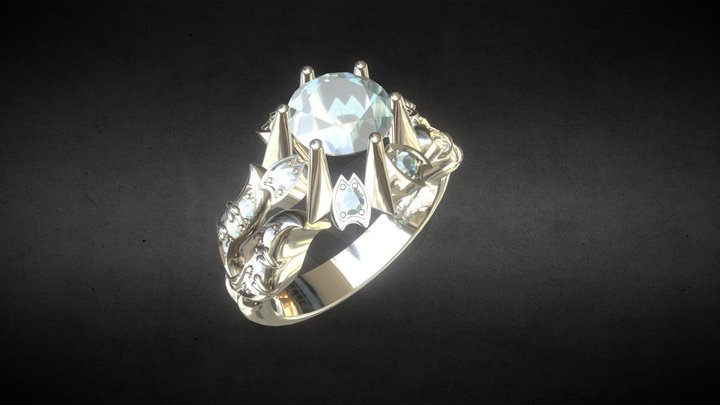 Retro flower ring 3D Model