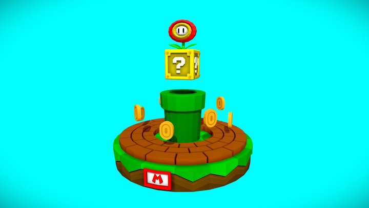 Mario Bros Lowpoly - Games Diorama 3D Model