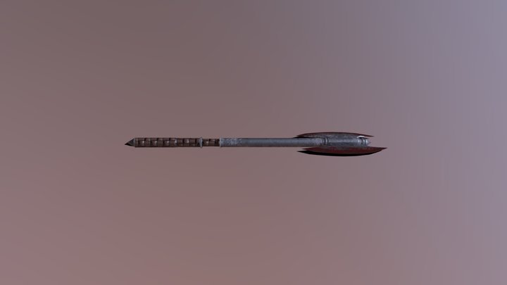Curve bloody Battle Axe 3D Model