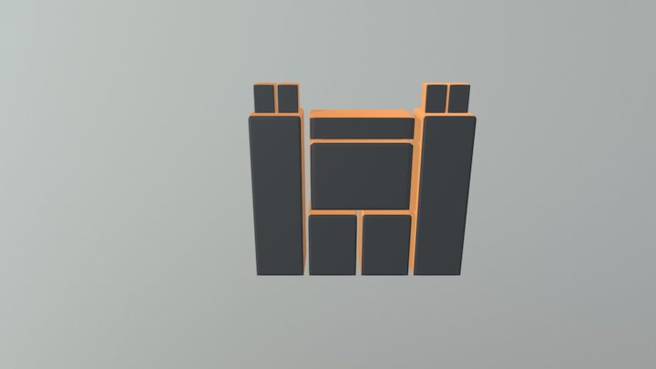 Low Poly Speaker System 3D Model