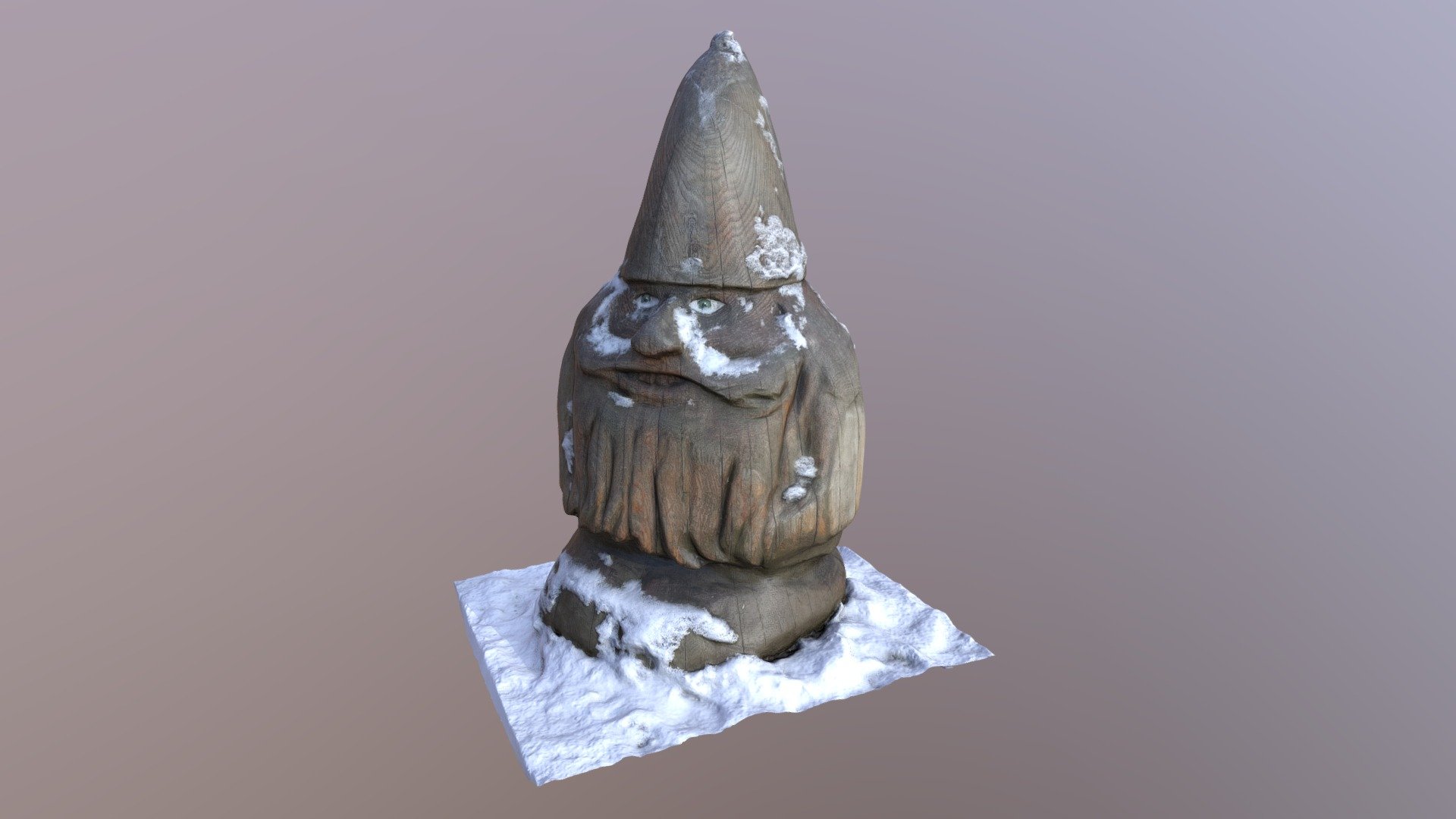 Photoscanned wooden gnome statue