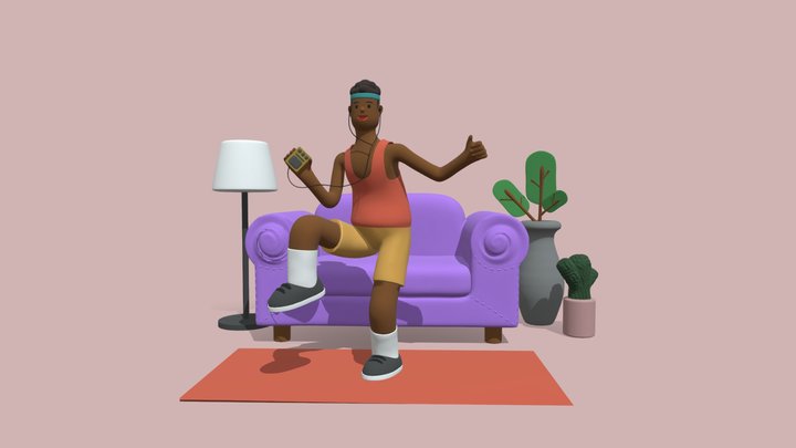 3D Character Dance Aerobic 3D Model