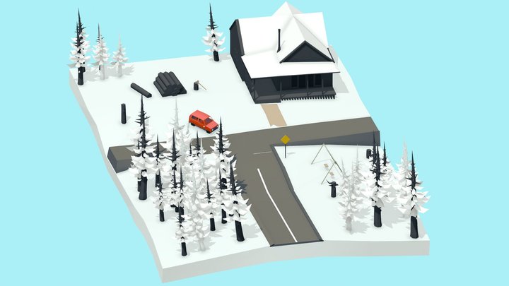 Winter Chalet 3D Model