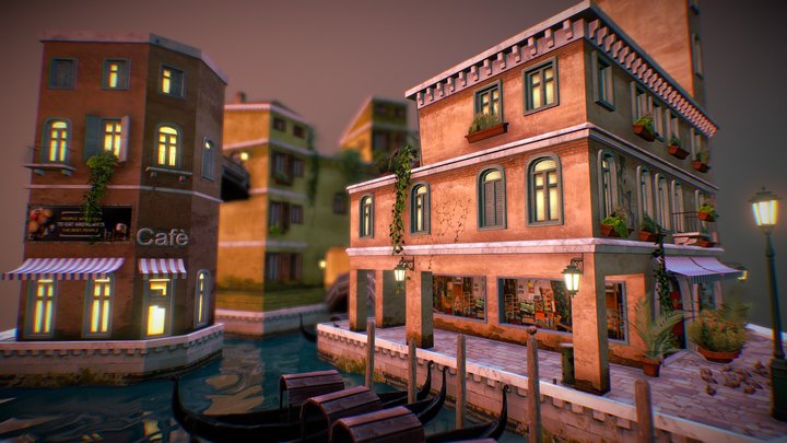 1DAE15 City Scene Venice 3D Model
