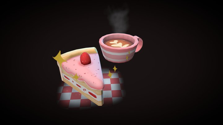 Cake and Coffe 3D Model