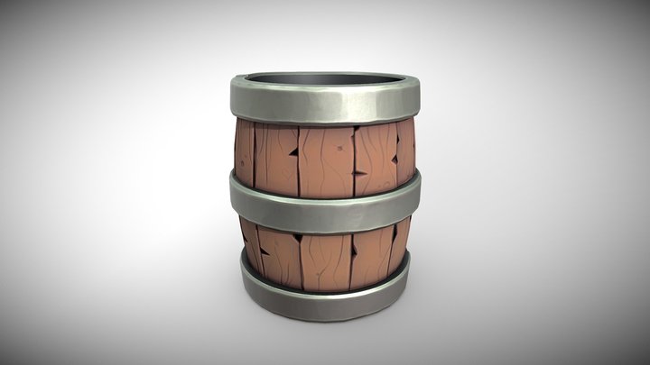 Stylized Wood Barrel 3D Model