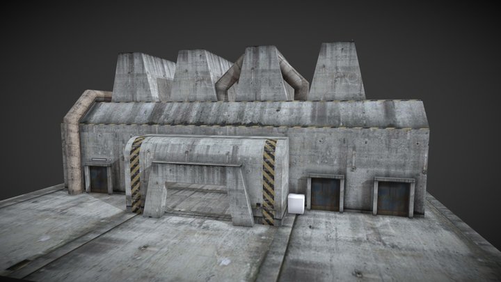 Shooting Building Sci fi Low poly 3D Model