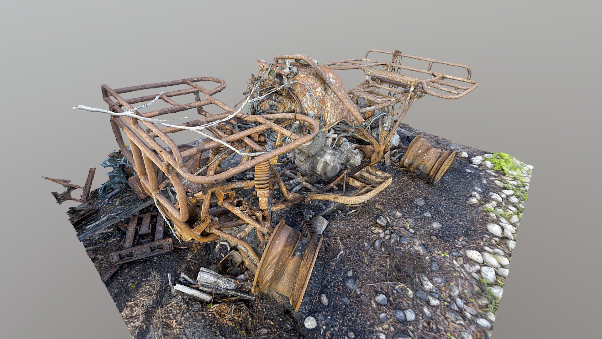 Burned ATV – 3D Scan from Oct. 7 Site — Sketchfab embed 3D viewer