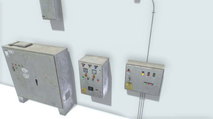 Old factory control panels 3D Model
