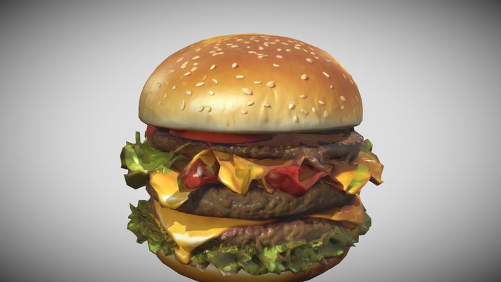 Stylized Cheeseburger | Low Poly 3D Model