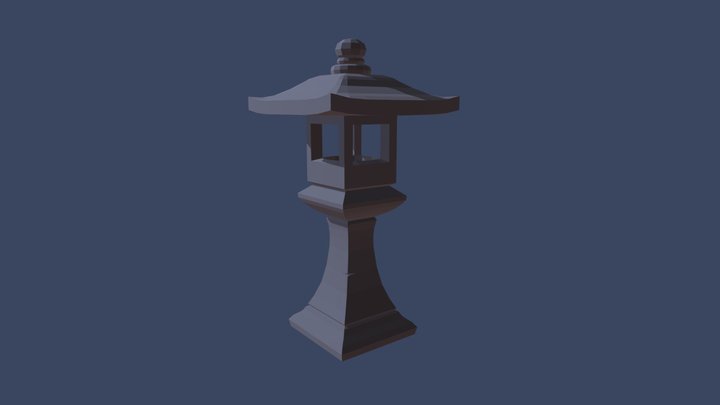 stone Japanese lantern 3D Model