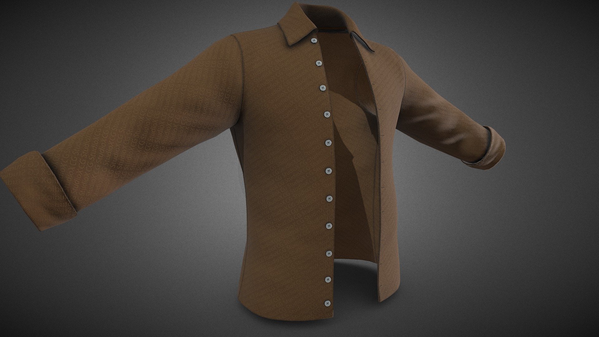 Brown Open Front Shirt Style 1 - Buy Royalty Free 3D model by CG ...