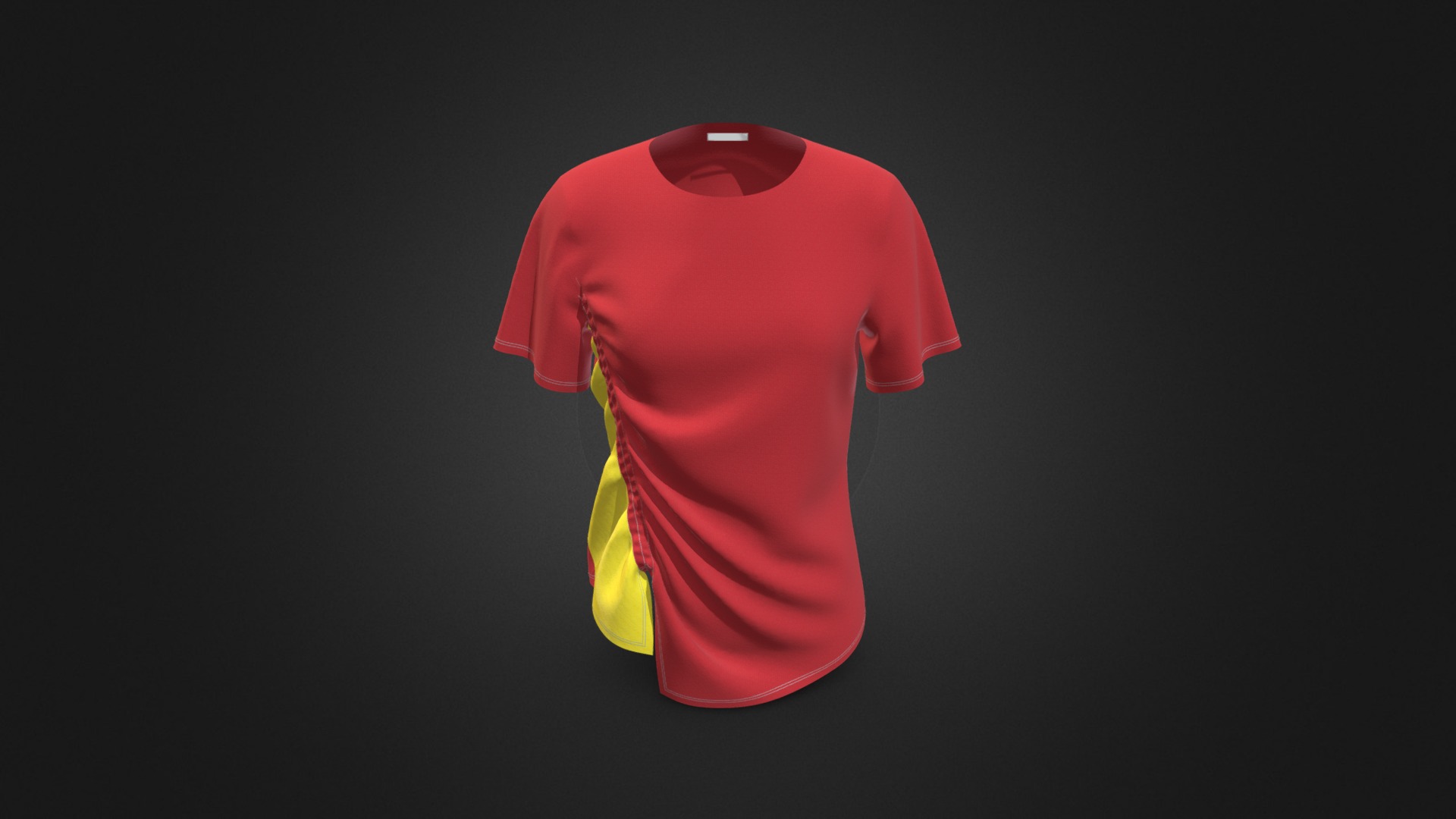 3D model Shirring Point T-shirt - This is a 3D model of the Shirring Point T-shirt. The 3D model is about a red shirt with a yellow stripe.