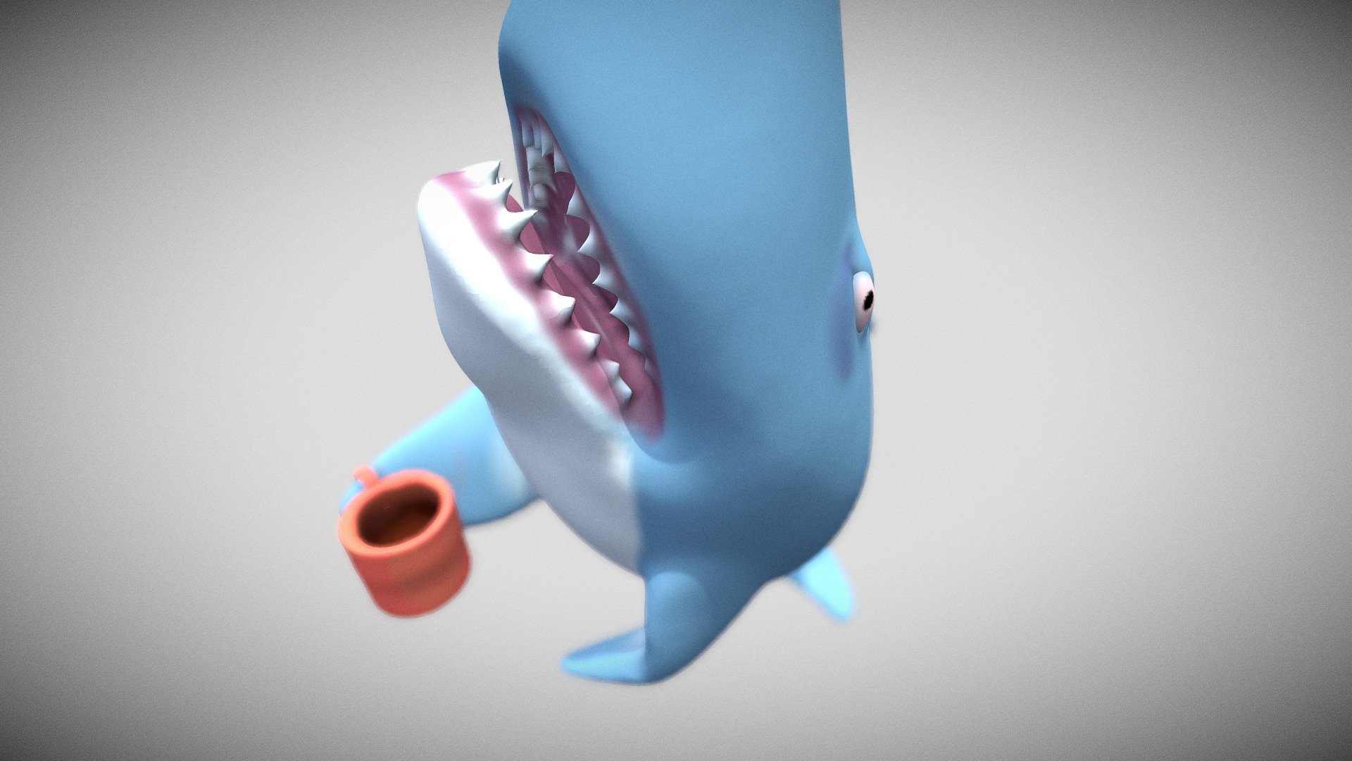 Shark with a cup of coffee