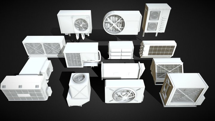 15 AC Units For Roof top & Exterior 3D Model
