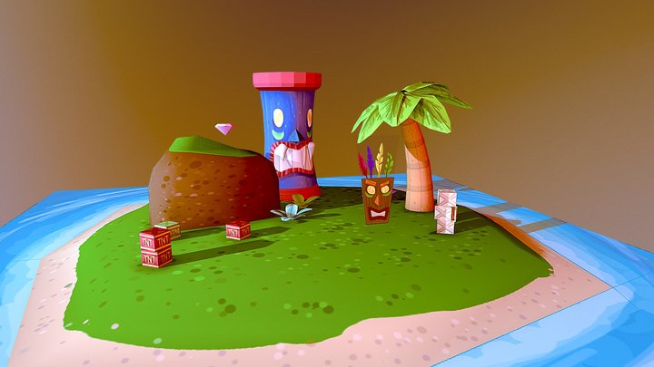 Crash Bandicoot Scene 3D Model