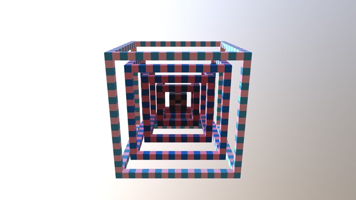 Cube Blue + Pink 3D Model