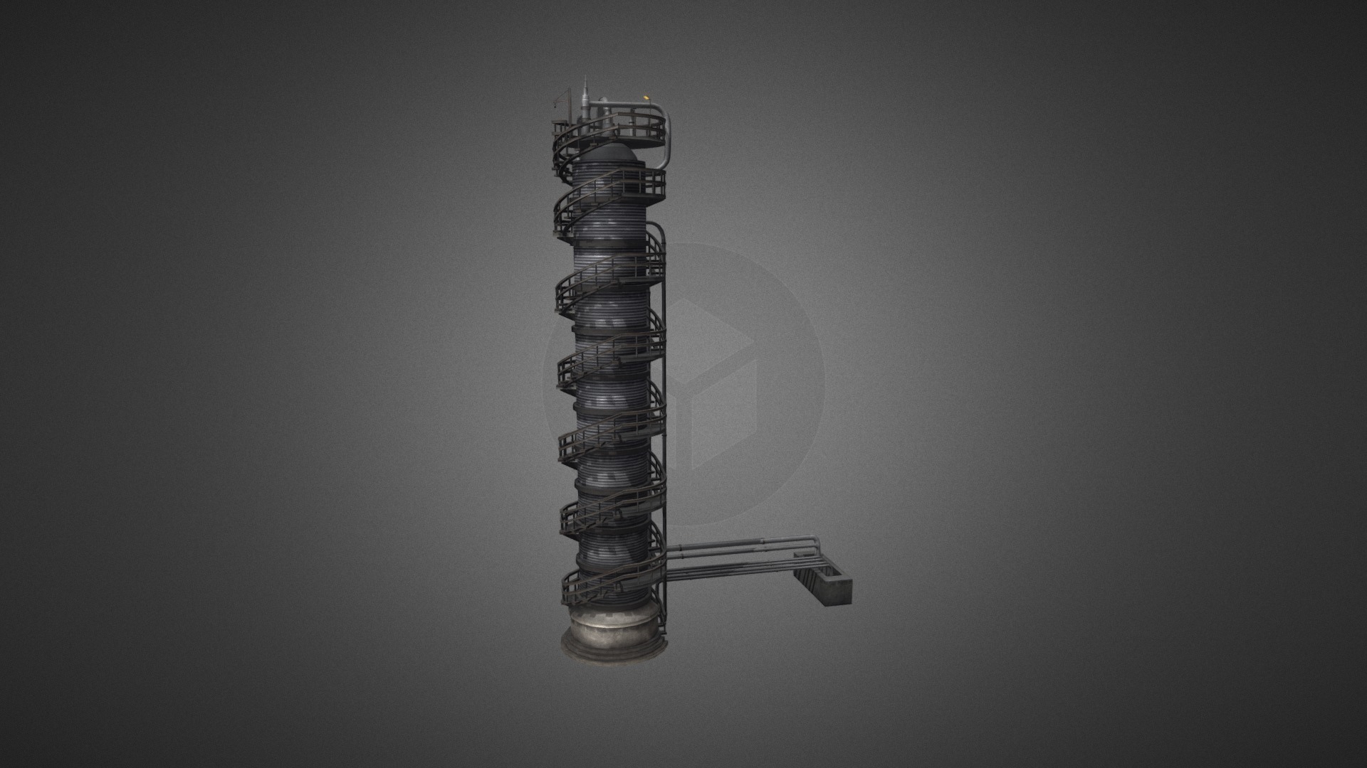 3D model Oil Refinery 02 - This is a 3D model of the Oil Refinery 02. The 3D model is about a tall tower with a light on top.