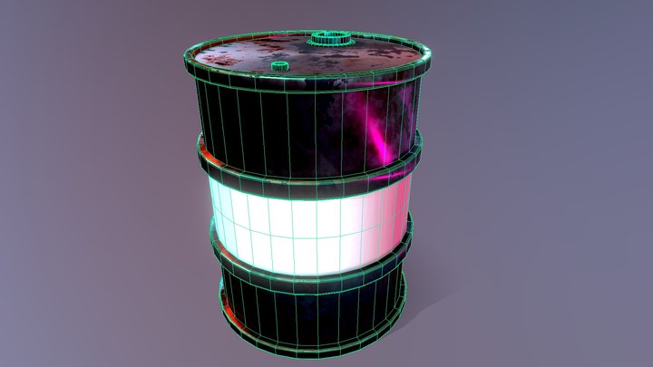 free low poly cyberpunk barrel 3D Model
