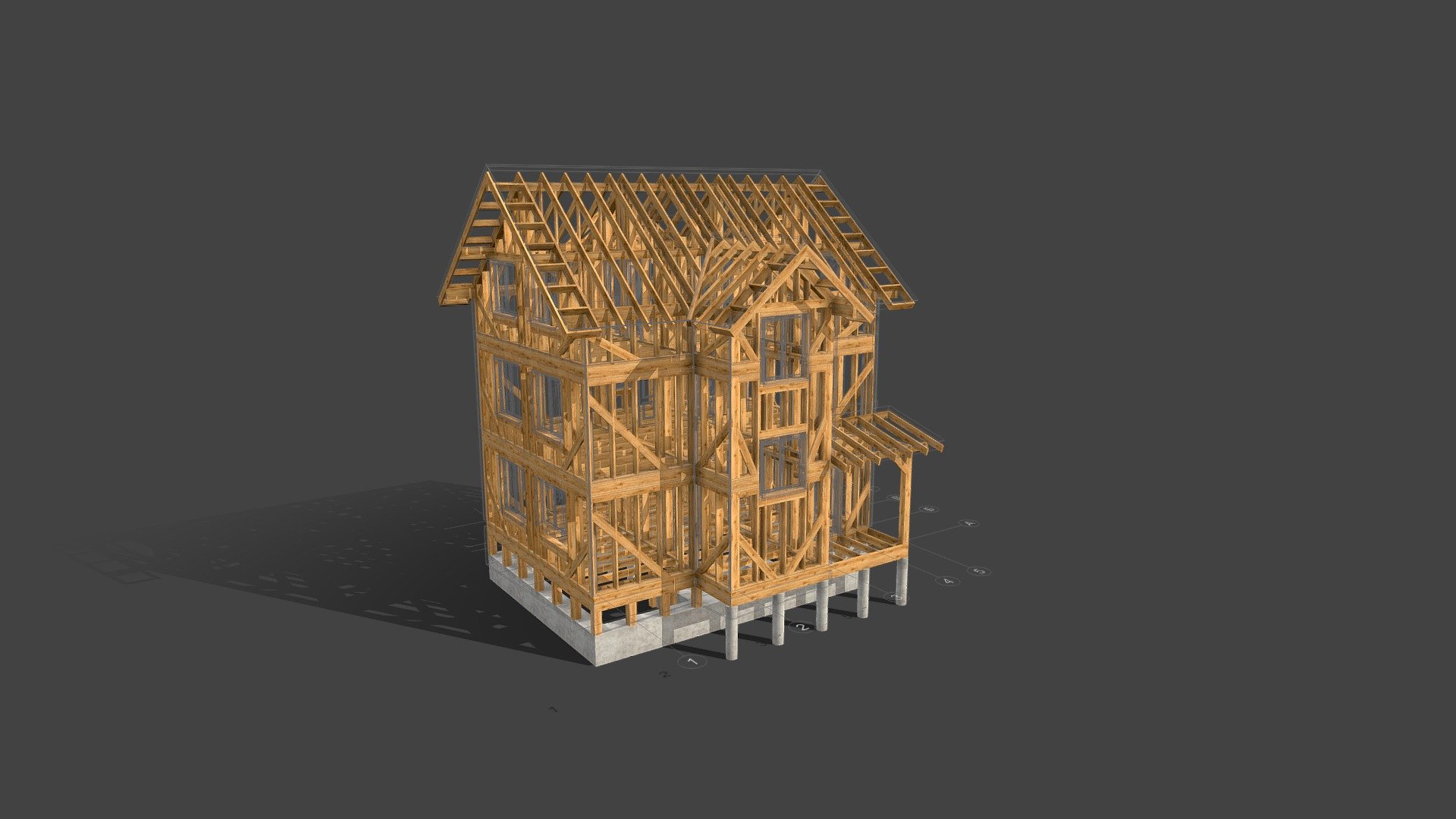 Каркас дома на существующем фундаменте_ - Download Free 3D model by ...