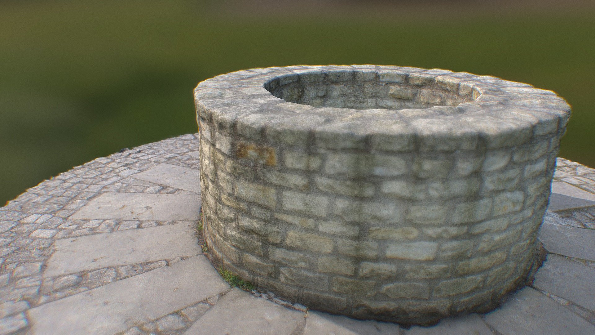 Old castle stone well