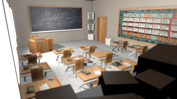 Low Poly Classroom 3D Model