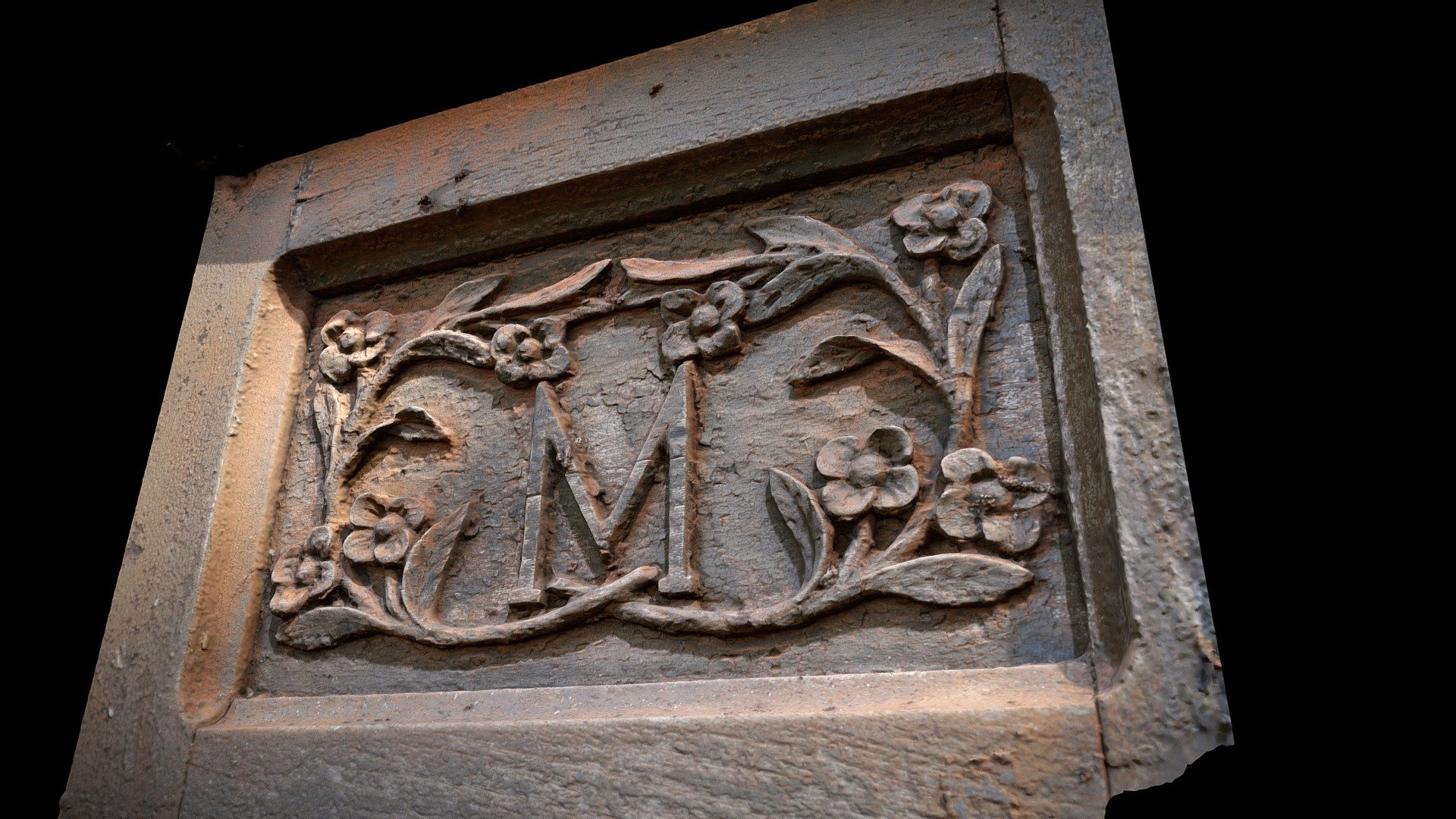 PANEL CON MONOGRAMA - antigua puerta de panteón